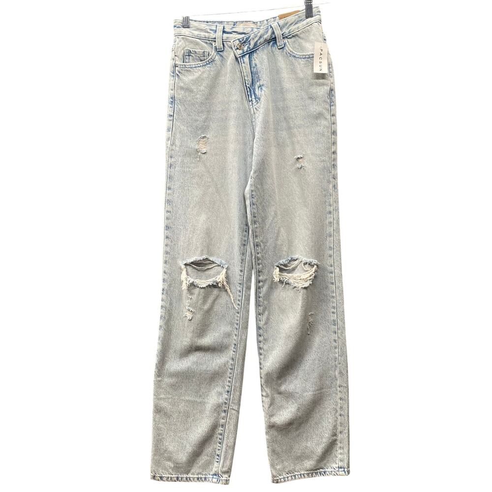 PacSun 90s Boyfriend Distressed Jean Womens 25 Light Blue Wash Indie Vanguard